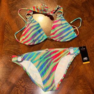 ABS Allen Schwartz Multicolor Striped Bikini